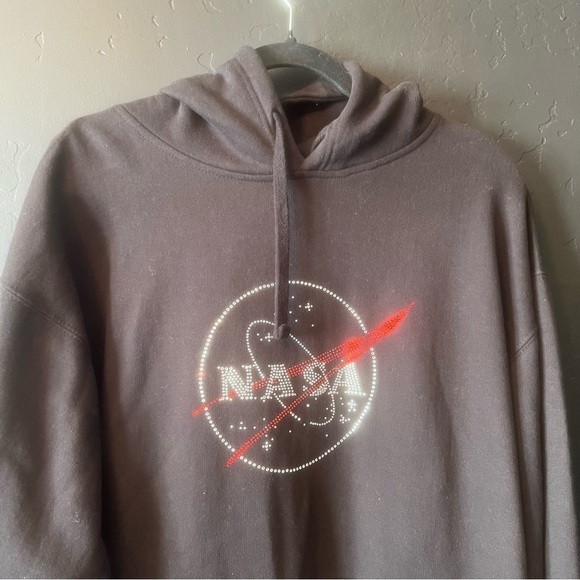 NWT NASA Rhinestone Hoodie Black Hoodie Size: L oversized - Picture 3 of 15